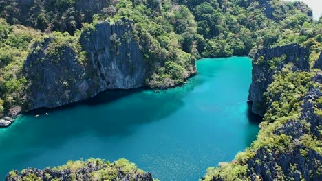 Antena-Establecimiento-De-Big-Lagoon,-El-Nido,-Palawan,-Filipinas