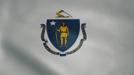 Flag-of-Massachusetts,-slow-motion-waving