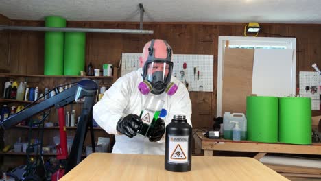 Mad-scientist-in-white-suit-doing-garage-experiments