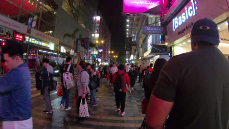 Hong-Kong-China,-circa-:-timelapse-walking-around-Tsim-Sha-Tsui-area-in-Hong-Kong-City