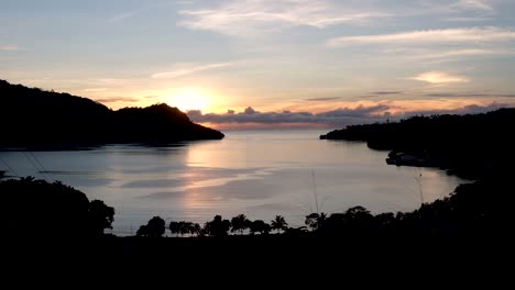 Sunrise-Overlooking-Pokpok-Island-+-Ocean-in-Bougainville,-Papua-New-Guinea