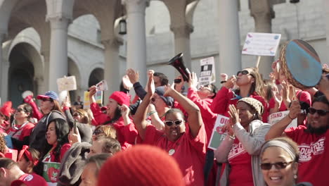 Crowd-Cheers,-Goes-Crazy-at-LAUSD-Teacher's-Strike-at-City-Hall-Downtown