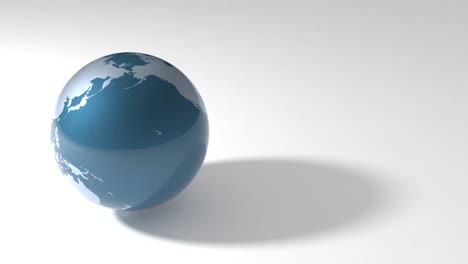 Blauer,-Sich-Drehender-Globus-Vor-Weißem-Hintergrund.-Nachwirkungen