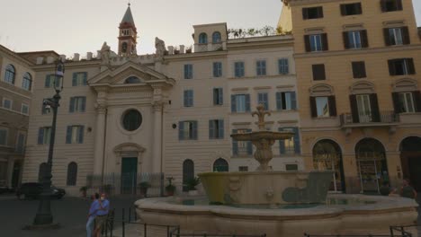Brunnen-Auf-Der-Piazza-Farnese-In-Rom.-Italien