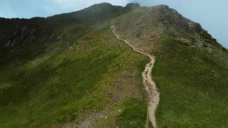 Aerial-view-of-a-mountain-path-in-summer