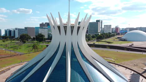 A-full-view-from-Oscar-Niemeyer's-Cathedral-of-Brasilia-with-a-cross-on-the-top