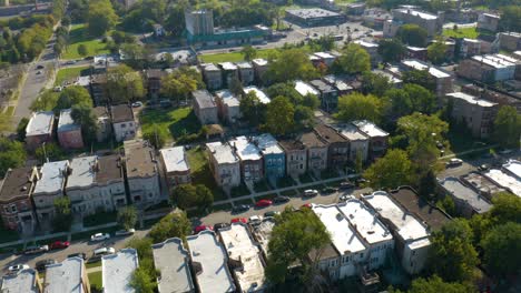 Luftaufnahme-Von-Häusern-In-Einer-Reihe,-Englewood,-Chicago