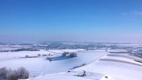 Winter-Landscape-At-The-Wine-Region-Near-Zistersdorf-Town-In-Weinviertel,-Lower-Austria