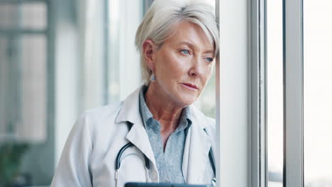 Window,-senior-woman-and-doctor-with-stress
