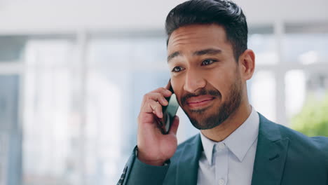 Phone-call,-face-and-communication-with-a-business