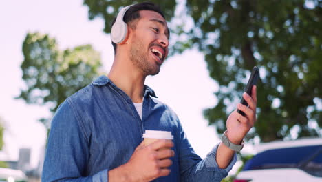 Man,-smartphone-for-video-call-with-headphones