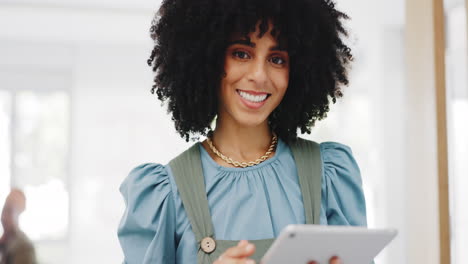 Face,-business-and-black-woman-with-tablet