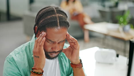 Black-man,-business-and-headache