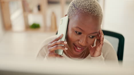 Business,-black-woman-and-phone-call