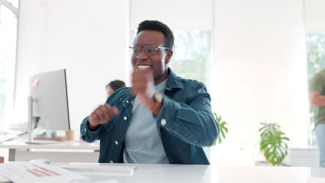 Dance,-success-and-happy-black-man-at-work-to