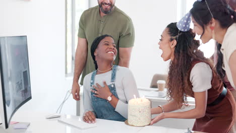 Creative-business-people,-birthday-cake
