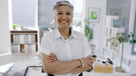 Business-woman,-face-and-smile-with-arms-crossed