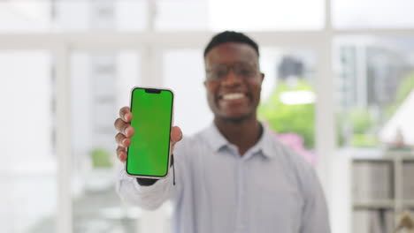 Green-screen,-portrait-or-black-man-with-phone