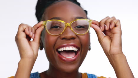 Face,-black-woman-and-glasses-for-vision