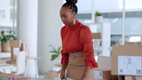 Black-woman,-designer-and-fabric-cloth-for-fashion
