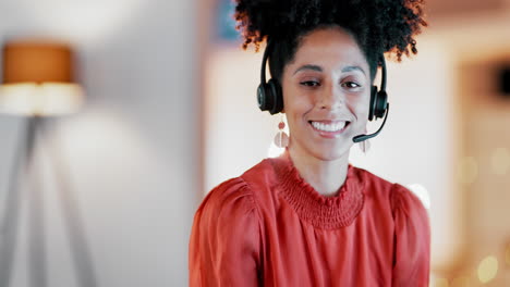 Customer-service,-black-woman-and-face-with-smile