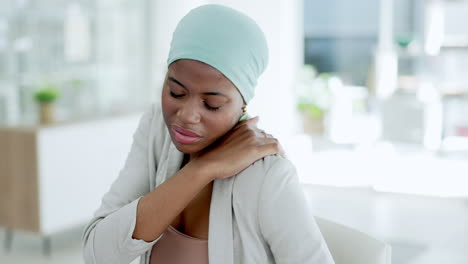 Black-woman-in-business,-shoulder-pain-and-injury