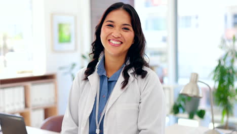 Portrait,-healthcare-and-a-doctor-asian-woman