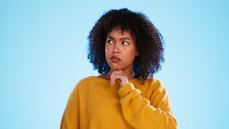 Face,-confused-and-thinking-by-black-woman