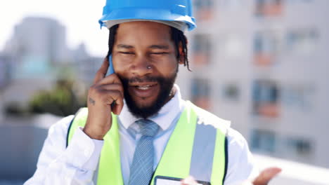 Engineer,-construction-and-phone-call-outdoor