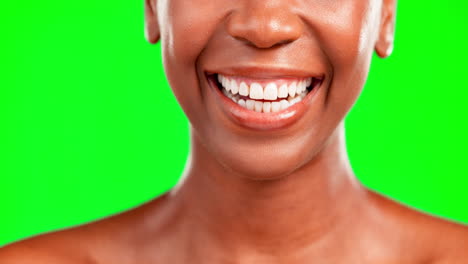 Woman,-teeth-and-laughing-on-green-screen