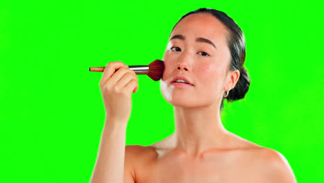 Maquillaje,-Belleza-Y-Rostro-De-Mujer-Asiática-Con-Pincel