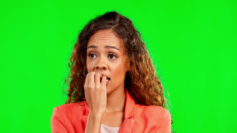 Anxiety,-stress-and-a-black-woman-on-green-screen
