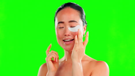 Face,-skincare-and-Asian-woman-with-eye-patches