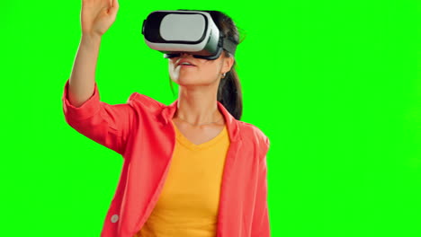 VR-Brille,-Grüner-Bildschirm-Und-Isolierte-Frau