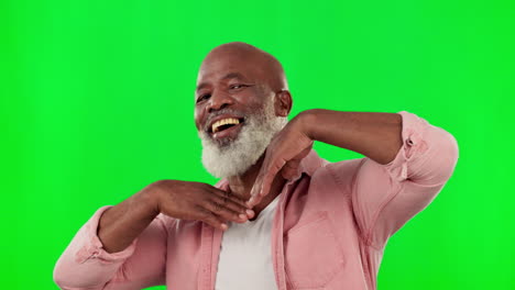 Hombre-Negro,-Retrato-Y-Sonrisa-En-Pantalla-Verde