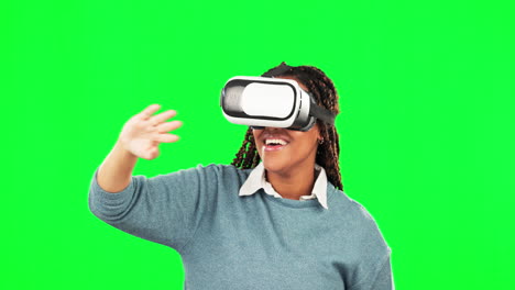 Realidad-Virtual,-Tacto-Y-Pantalla-Verde-De-Mujer