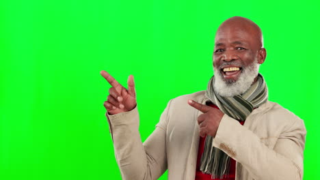 Face,-green-screen-and-black-man-pointing