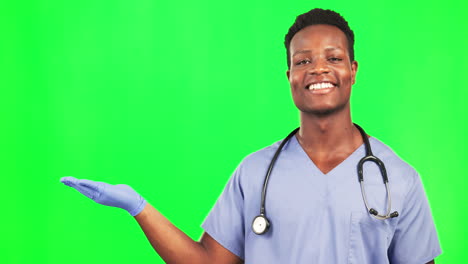 Happy-man,-face-and-doctor-on-green-screen