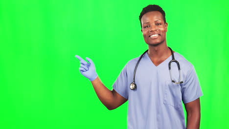 Happy-man,-face-and-doctor-on-green-screen
