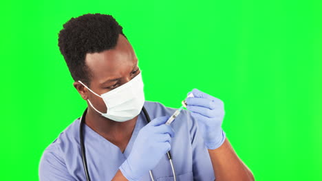 Medical,-vaccine-and-covid-with-black-man-on-green