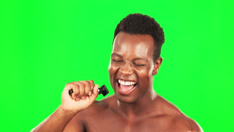Shaving,-singing-and-razor-with-black-man-on-green