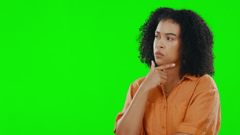 Mockup,-green-screen-and-woman-with-ideas