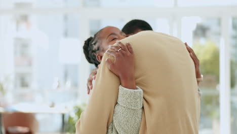 Love,-hug-and-happy-with-black-couple-in-living