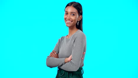 Face,-smile-and-woman-isolated-with-arms-crossed