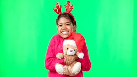 Green-screen,-Christmas-and-face-of-a-child