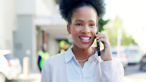 Business,-phone-call-or-black-woman-walking