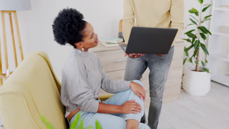 Laptop,-relax-and-internet-with-black-couple
