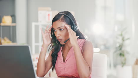 Telemarketing,-angry-and-business-woman-feeling