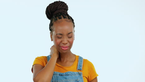 Stress,-Anspannung-Und-Schwarze-Frau-Mit-Nackenschmerzen