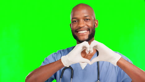 Herzzeichen,-Greenscreen-Arzt